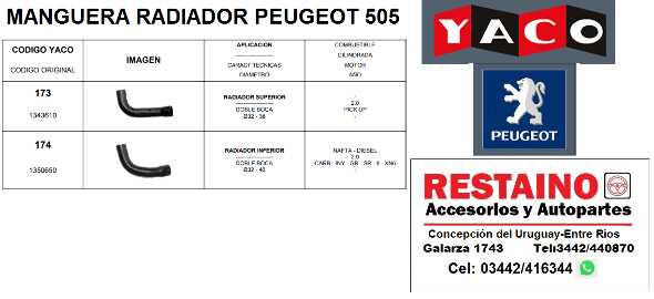 Manguera Radiador Peugeot 505