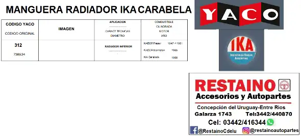 Manguera Radiador Ika Kaiser Carabela