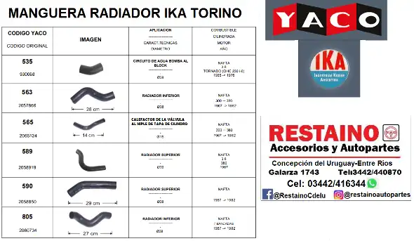 Manguera Radiador Ika Torino